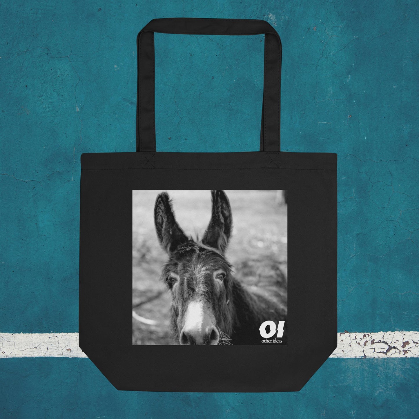 Other Ideas Streetwear Eco Tote bag in black with Happy Donkey Photo