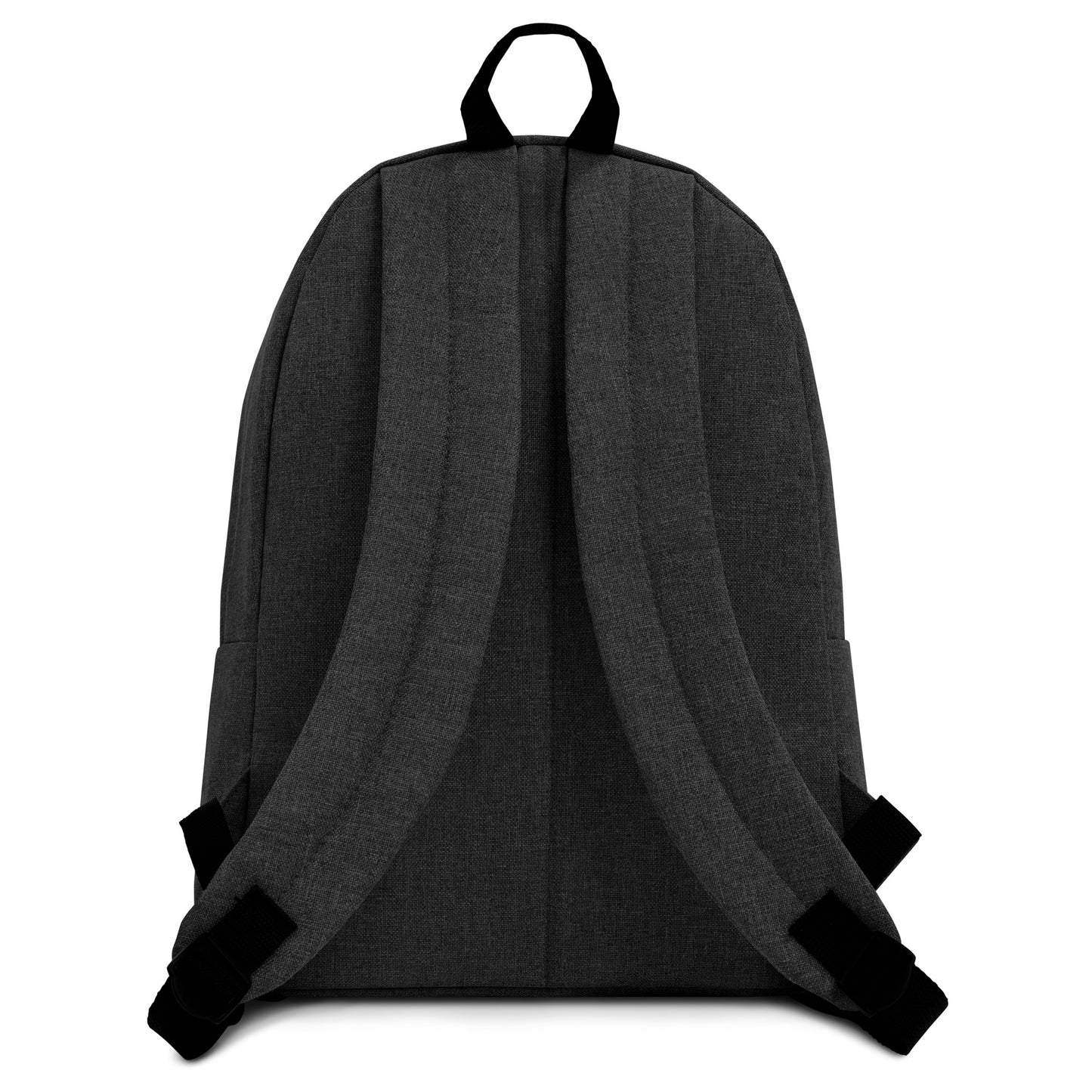 other ideas eco streetwear anthracite outline logo embroidered sustainably made slow fashion backpack back view showing padded shoulder straps