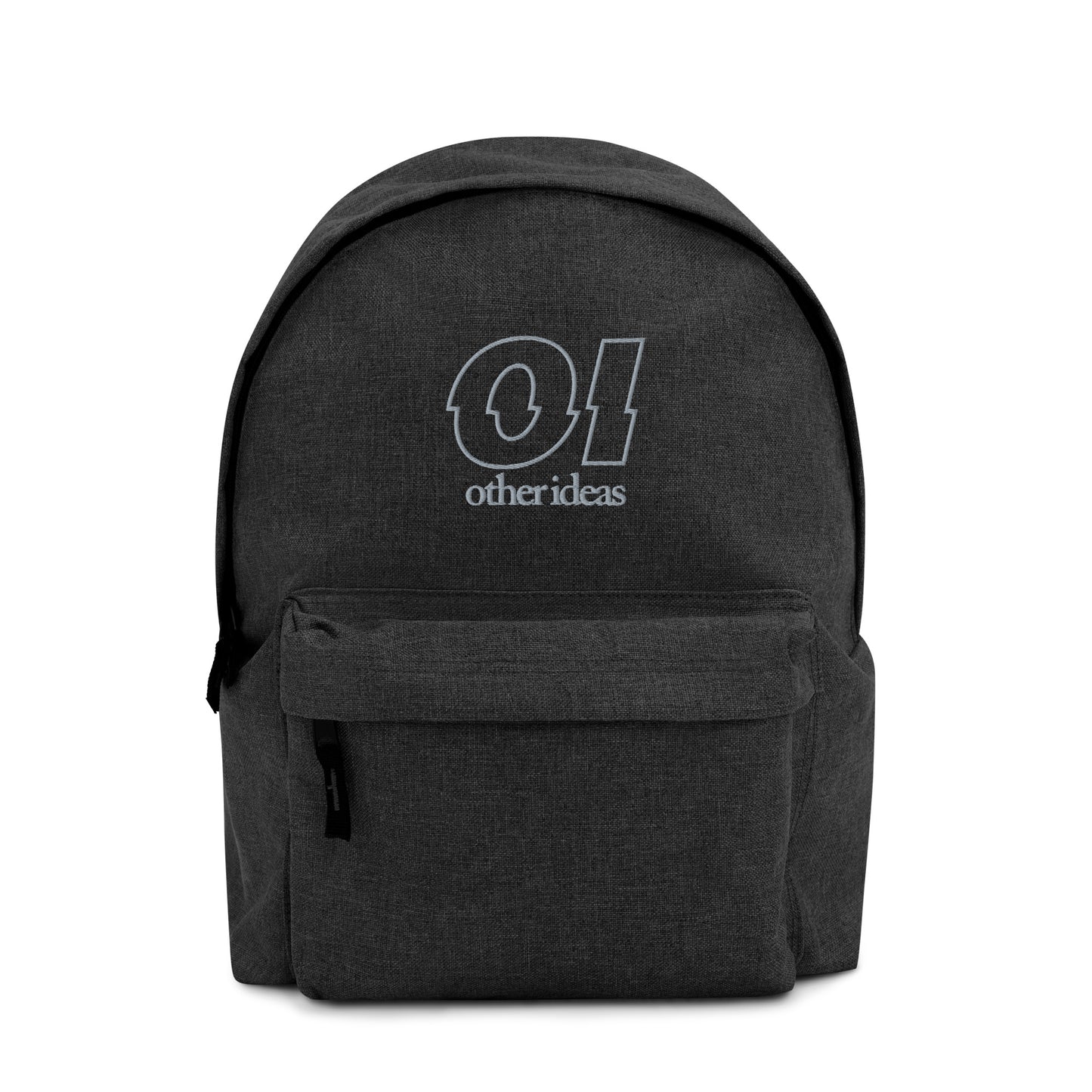 other ideas eco streetwear anthracite outline logo embroidered sustainably made slow fashion backpack front view