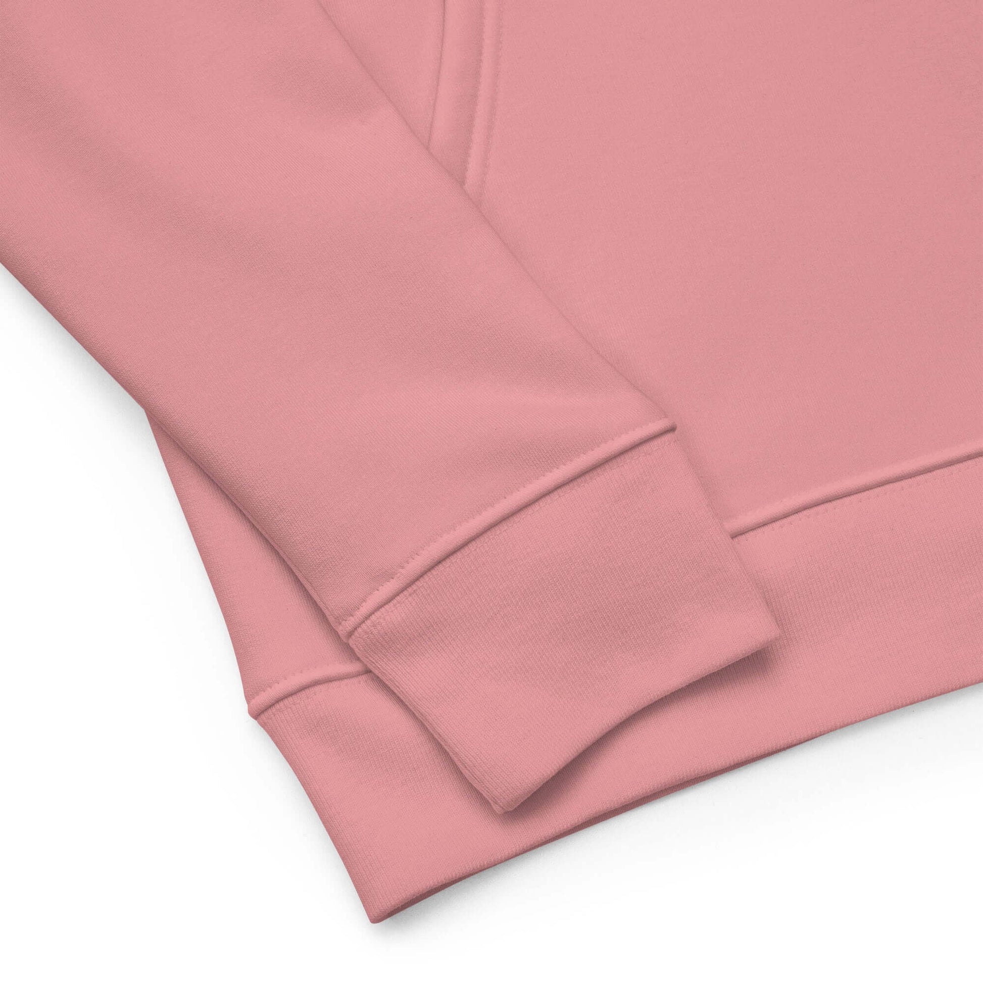 other ideas eco streetwear ethical clothing men's canyon pink sweatshirt hoodie logo printed organic cotton blend jersey sustainable slow fashion flat front view showing ribbed cuff detail