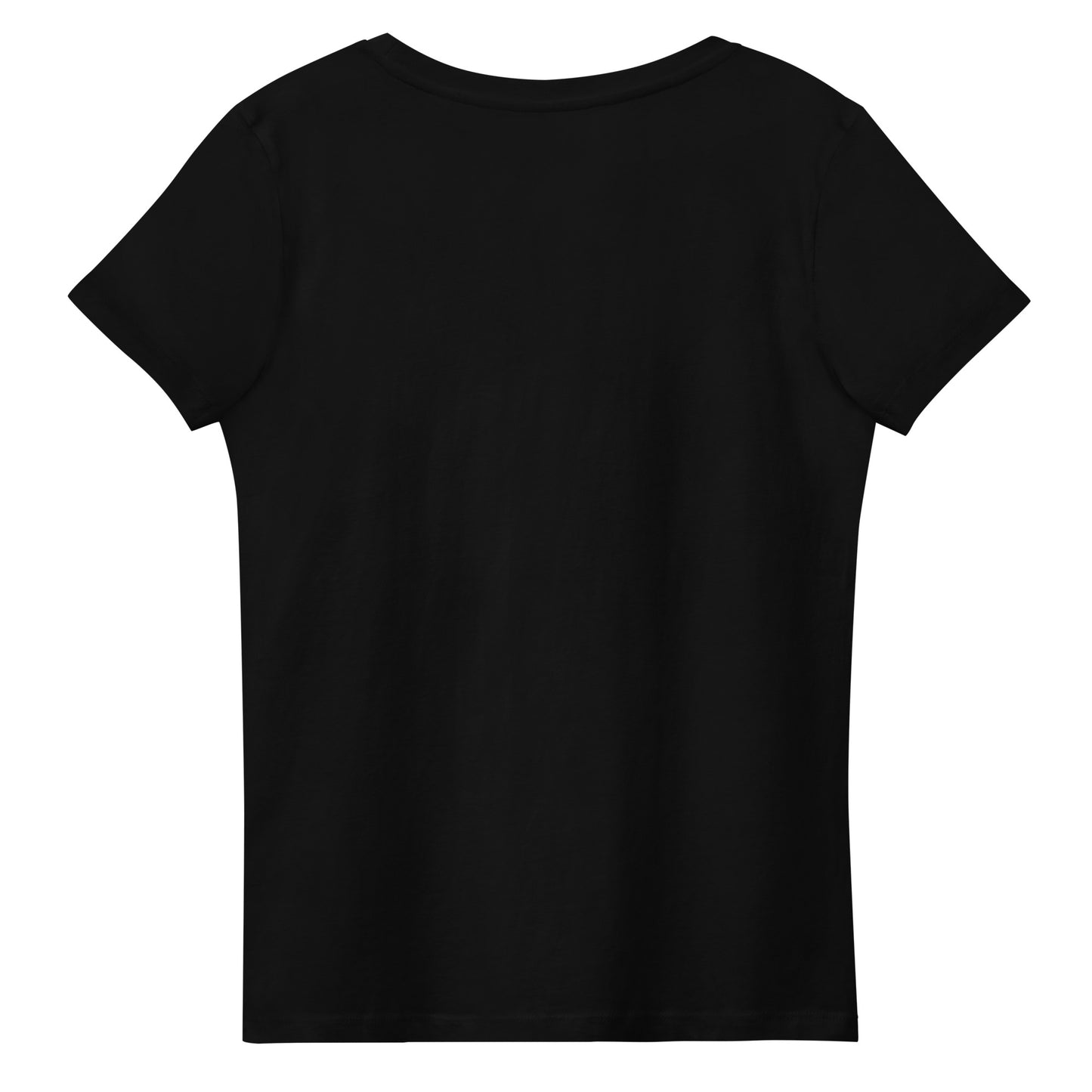 other ideas eco streetwear women's fitted black logo printed crewneck organic cotton t-shirt sustainable slow fashion shown from the back