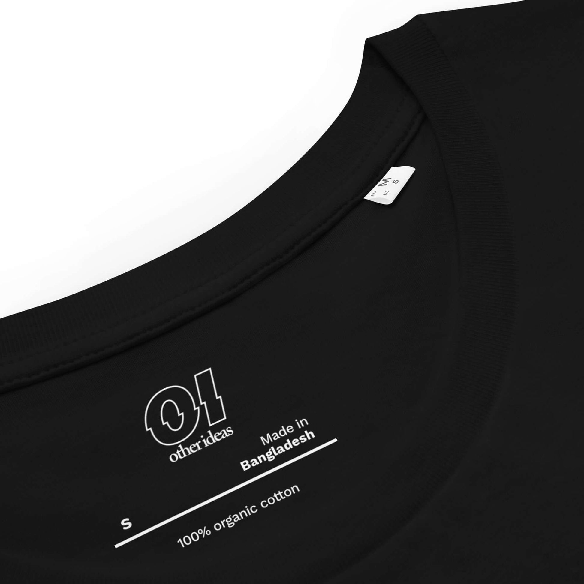 other ideas eco streetwear women's fitted black open road photo print crewneck organic cotton t-shirt sustainable slow fashion inside print detail