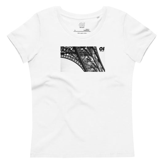 other ideas eco streetwear women's fitted white Eiffel Tower photo print crewneck organic cotton t-shirt sustainable slow fashion