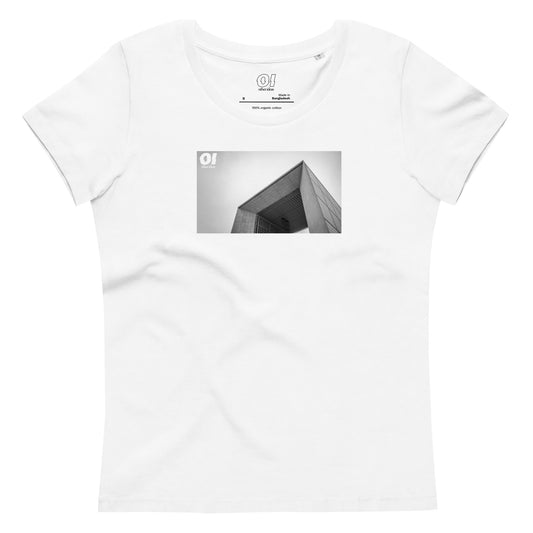 other ideas eco streetwear women's fitted white La Defense architecture photo print crewneck organic cotton t-shirt sustainable slow fashion