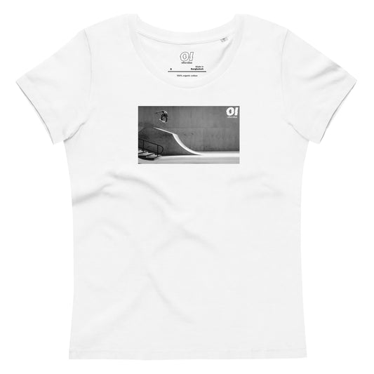 other ideas eco streetwear women's fitted white skateboarding "Air" photo print crewneck organic cotton t-shirt sustainable slow fashion