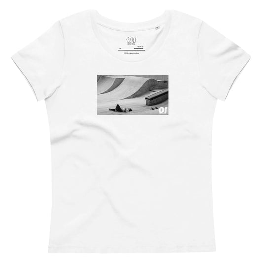 other ideas eco streetwear women's fitted white skateboarding "fall" photo print crewneck organic cotton t-shirt sustainable slow fashion