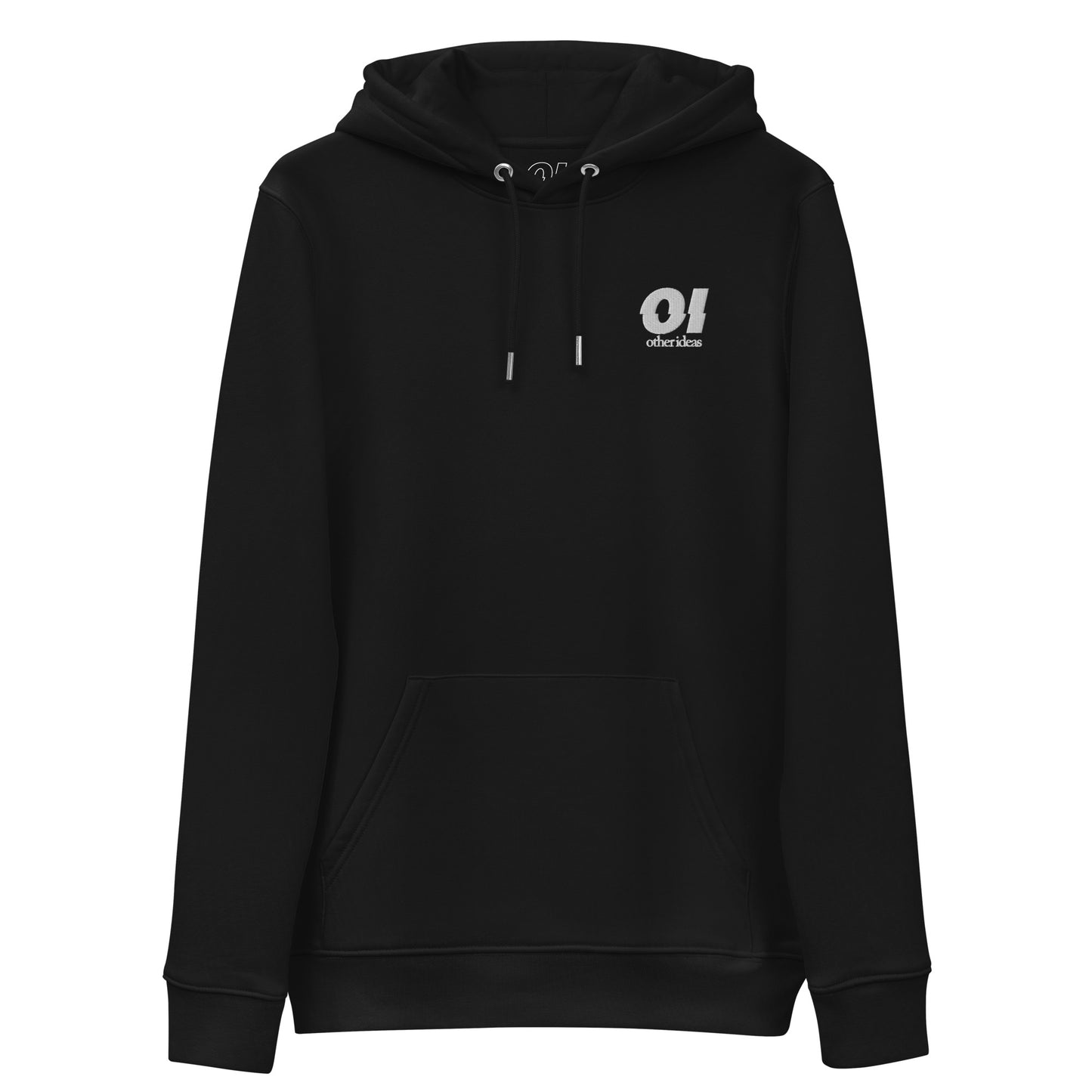 Women's Black Embroidered Logo Organic Cotton + Recycled Streetwear Hoodie