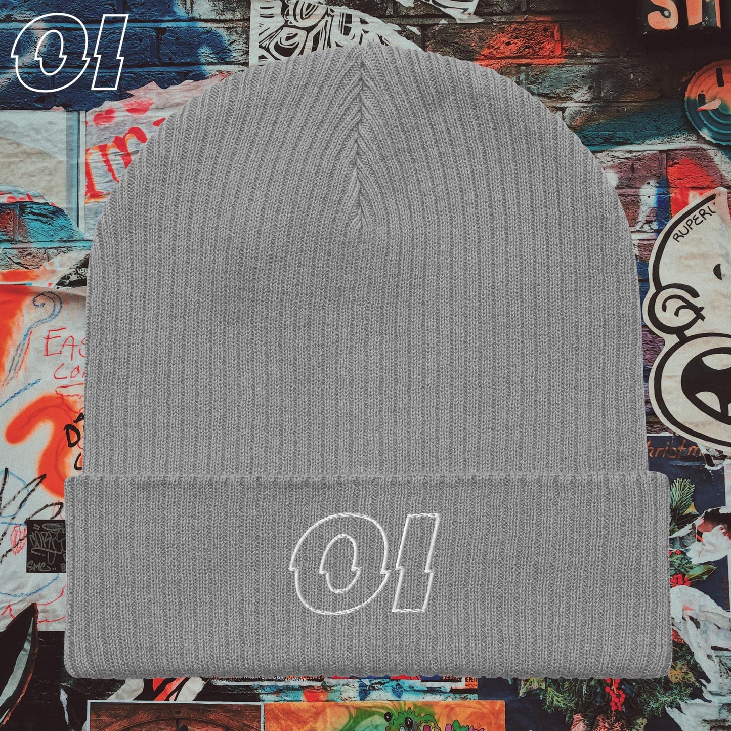 Other Ideas logo embroidered streetwear beanie in grey